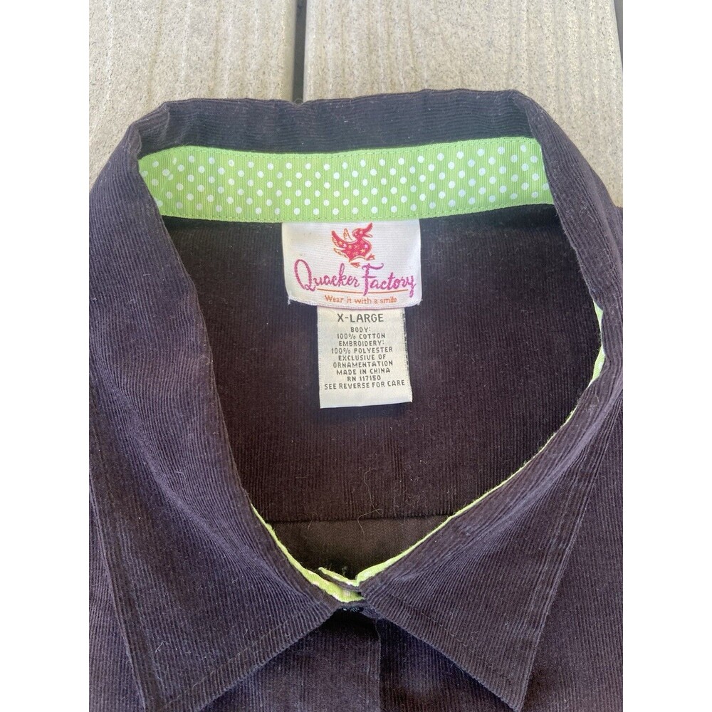 Quacker Factory Pumpkin Black Button Up Shirt Emb… - image 5